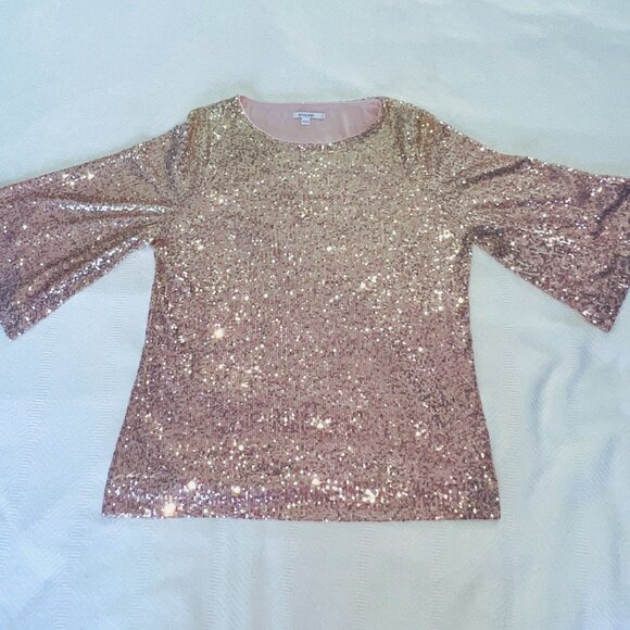 Chico's Ombré Sequin top Rose Gold Sequin Size Large or 2, Lined top - Picture 1 of 9